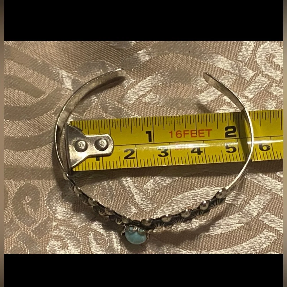 Vintage Faux Turquoise Native Cuff Bracelet ~ Small Size #9229